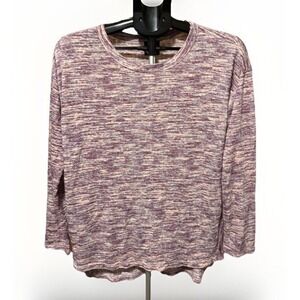 BOBEAU Long Lightweight Sweater Size M Dark Pink w/ Purple Long Sleeves Soft